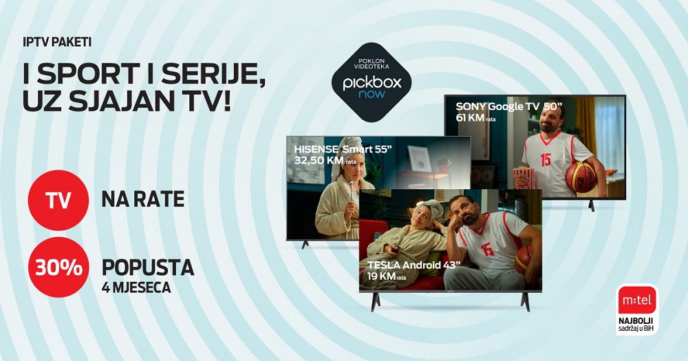 Integrisane usluge, TV paketi, Pickbox, popust na pretplatu, uređaji na rate, Tesla, Hisense, Sony