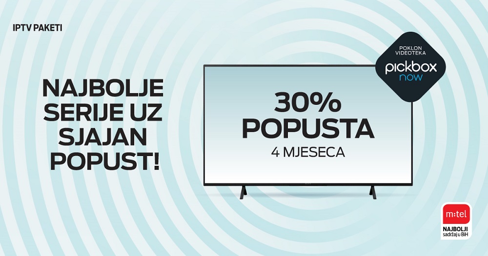 Pickbox NOW, integrisane usluge, popust 30%, Mtel TV paketi