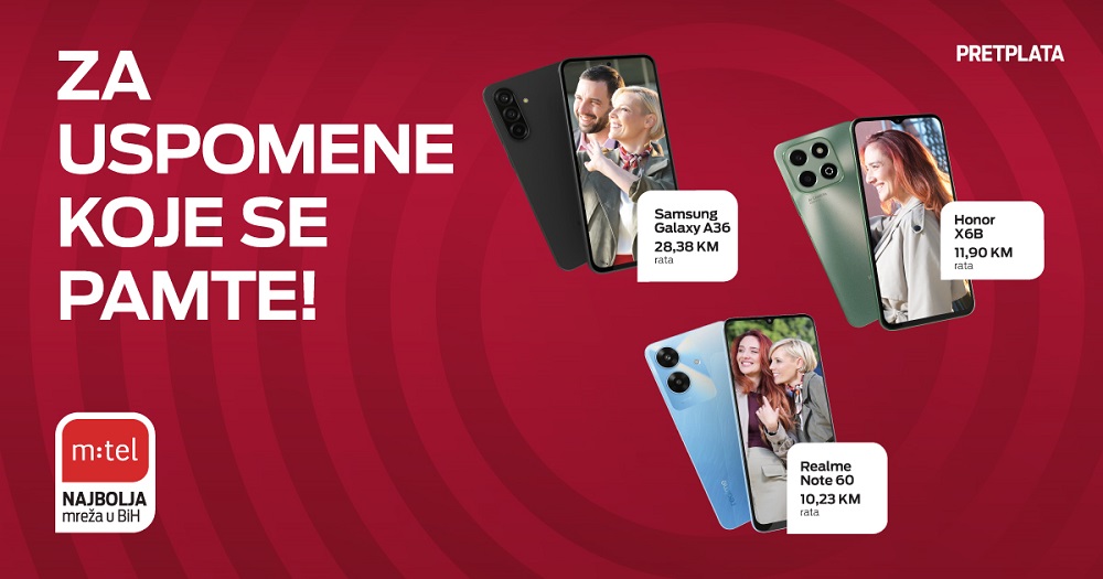 m:tel, Samsung Galaxy A36, Honor X6B, Realme Note 60, pretplata, mobilni internet